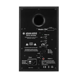 מוניטור אולפן לפוסט-פרודקשן ADAM AUDIO T5V עם טוויטר U-ART ותדרים עד 25kHz, באס עד 45Hz, SPL 106dB, DSP ושיפור אקוסטי, חיבורי XLR/RCA.