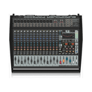 מיקסר 20 כניסות משולב מגבר 1600 W דגם PMP6000 Behringer עם אפקטים כפולים ו-FBQ למערכת הגברה מקצועית