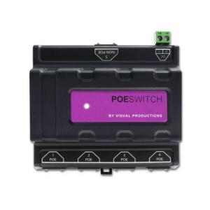 פתרון רשת למערכת תאורה PoE עם פורט Uplink 1Gbps להתקנה בפס DIN, פתרון אידיאלי למערכות תאורה, ללא הגדרה, תמיכה בהספק PoE של עד 60W.