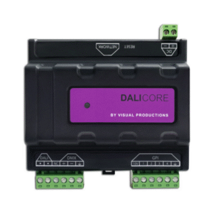 בקר תאורה משולב DALI ו-DMX עם רשת PoE ומגע יבש מבית VISUAL PRODUCTION דגם DaliCore לבקרת תאורה אדריכלית חכמה