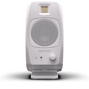 זוג מוניטורים שולחניים ADAM Audio D3V עם טוויטרים D-ART, USB-C, חיבורים אנלוגיים ודיגיטליים, סאונד מדויק לעבודה אולפנית ופרודוקציה