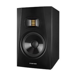 מוניטור מוגבר לאולפן 7 אינץ’ ADAM AUDIO T7V עם טוויטר U-ART, תגובה תדרים רחבה, באס עד 39Hz, תדרים גבוהים עד 25kHz, SPL של 110dB, חיבור XLR/RCA, אולפן מקצועי