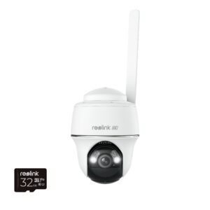 מצלמת חוץ עם סוללה נשלפת REOLINK Go PT Ultra 4K – 4G LTE, PTZ חכם עם סיבוב והטיה, סוללה וטעינה סולארית, ראיית לילה צבעונית, זיהוי חכם ואחסון מקומי או ענן