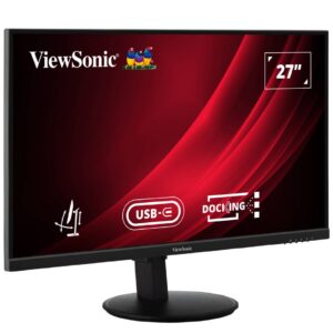 מסך 27 מסך עם זוויות צפייה רחבות’ QHD עם רזולוציה של 2560×1440, רענון משתנה 100Hz, טכנולוגיית Eye-care, יציאות USB-C ו-HDMI, רמקולים מובנים ודוקינג
