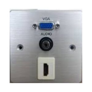 פנל חיבורים למקרן לקיר עם VGA HDMI וסאונד PL – פנל קיר מקצועי למקרן ולמערכת מצגות