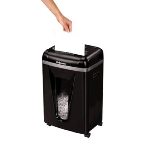 מגרסה עם תכונות בטיחות Fellowes Powershred 450m Micro-Cut P-5 עם חיתוך מיקרו, מנגנון SafeSense, SilentShred, גריסה עד 9 דפים, פח 22 ליטר ואחריות שנתיים