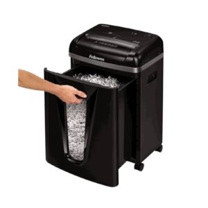 מגרסה עם תכונות בטיחות Fellowes Powershred 450m Micro-Cut P-5 עם חיתוך מיקרו, מנגנון SafeSense, SilentShred, גריסה עד 9 דפים, פח 22 ליטר ואחריות שנתיים