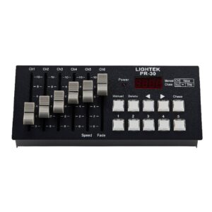 בקר תאורה במצב ידני DMX 30 ערוצים עם 6 סליידים LIGHTEK PR-30 לתכנות צייסרים ותאורת במה לאירועים