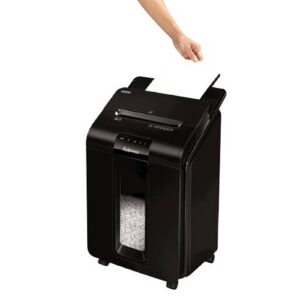 מגרסה משרדית Fellowes AutoMax 100M – גריסה אוטומטית עד 100 דפים, חיתוך מיני 4×10 מ”מ, רמת אבטחה P-4, מיכל 23 ליטר, גריסת כרטיסי אשראי וסיכות, גריסה רציפה עד 15 דקות