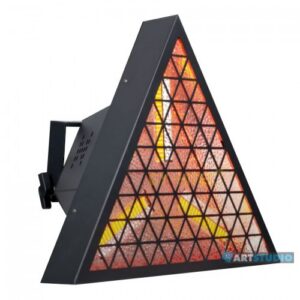 תאורת רטרו משולשת Portman Retro Pixel Triangle Light – תאורת במה רטרו משולשת 200W עם 3×70W COB וחיזוק RGB, שליטת DMX512, IP20
