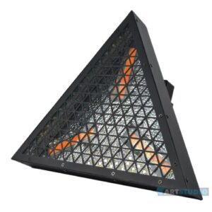 תאורת רטרו משולשת Portman Retro Pixel Triangle Light – תאורת במה רטרו משולשת 200W עם 3×70W COB וחיזוק RGB, שליטת DMX512, IP20