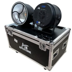 תאורה מקצועית לחברות הגברה | 4 ×PAR 200W זהב + 24×3W Cree RGB 3in1, טבעת LED, דימר 32bit, מצב סאונד, IP20