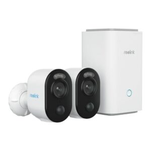 ערכת אבטחה אלחוטית REOLINK Home Hub עם 2 מצלמות Argus 3E 3MP – WiFi, זיהוי חכם, ראיית לילה צבעונית, אחסון מקומי ללא מנוי, IP65