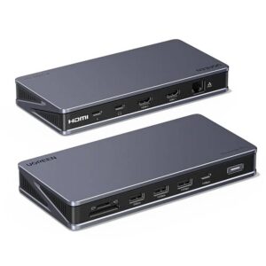 תחנת עגינה למחשבים ניידים UGREEN REVODOK PRO 210 10 ב-1 עם טעינה 100W PD, HDMI ו-DisplayPort 4K, USB 3.2 ו-רשת Gigabit Ethernet – פתרון חיבוריות חכם לעסקים ומשרדים.