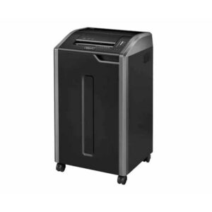 מגרסת נייר עם חיישן בטיחות לידיים Fellowes 425CI – מגרסת P4 Cross Cut לעד 28 דפים, מיכל 121 ליטר, גורס כרטיסי אשראי ודיסקים