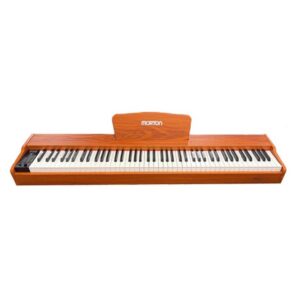 פסנתר עם מקלדת פטישית פרוגרסיבית MORTON S-190 BROWN עם 3 פדלים, מקלדת פטישית פרוגרסיבית, תצוגת LED, 800 צלילים, 600 ריתמוסים, USB MIDI, פונקציות הקלטה, MP3, חיבור למחשב וטלפונים חכמים