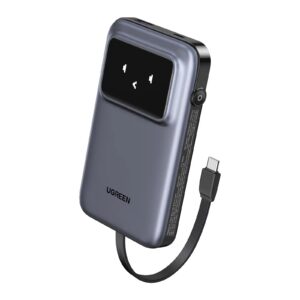 מטען נייד טעינה מהירה UGREEN Uno 10000mAh עם כבל מובנה USB-C וטעינה מהירה 30W – פתרון טעינה קומפקטי ומהיר לכל מכשיר