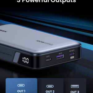 סוללת גיבוי 20,000mAh עם טעינה מהירה 100W ו‑3 יציאות (USB‑C כפול)
