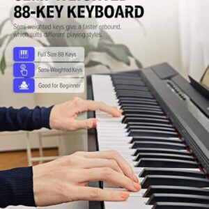 פסנתר חשמלי 88 קלידים למתחילים – ללא סטנד, USB‑MIDI ורמקולים מובנים | Donner DEP-10