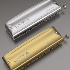 מפוחית כרומטית 12 חורים בעיצוב כחול־לבן – Kongsheng Lyra SC-12
