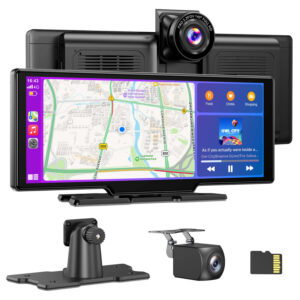 מסך מולטימדיה נייד לרכב ESSGOO DriveView 10.26″ עם CarPlay אלחוטי, Android Auto וצמד מצלמות