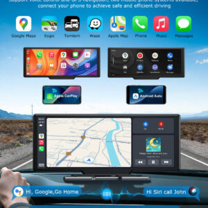 מסך מולטימדיה נייד לרכב ESSGOO DriveView 10.26″ עם CarPlay אלחוטי, Android Auto וצמד מצלמות
