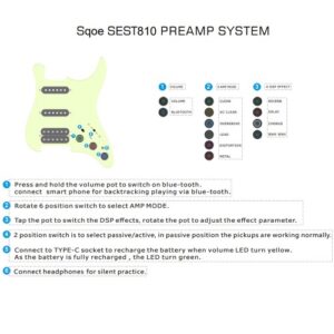 גיטרה חשמלית חכמה לבנה עם Bluetooth ואפקטים מובנים – SQOE SEST810