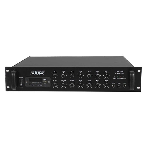 מגבר כריזה 240W חמישה אזורים בלוטות׳ - BTS AMP2240BT 1 מגבר כריזה 240W חמישה אזורים BTS AMP2240BT