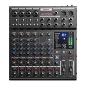 מיקסר אודיו DAM1000 מקצועי 10 ערוצים עם אפקטים, Bluetooth וכרטיס קול USB-C מבית DONNER EC7682