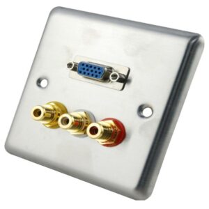 מחבר/קונקטור Roxtone RCA3 – פנל קיר VGA + RCA*3