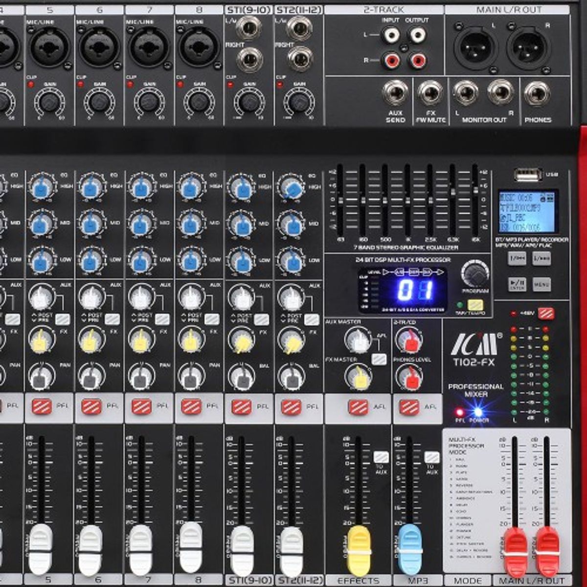 מיקסר ICM MIX T102-FX – מיקסר 8 מונו + 2 סטאראו 3 מיקסר 10 ערוצים T10 – מבט 2