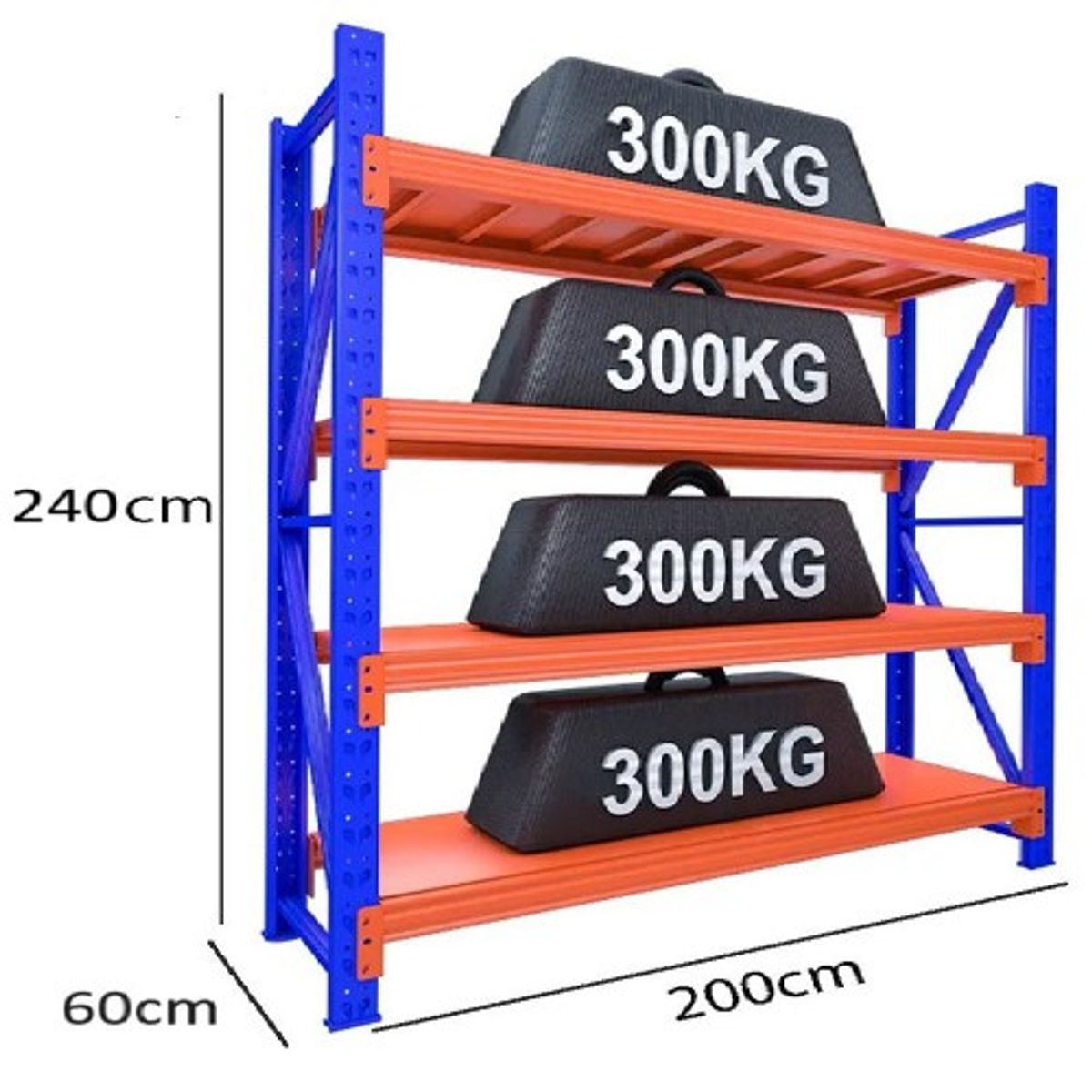 מדף Apextone WR-20024060 – מדפים 200-240-60 4 מדפי מחסן 240x200x60 – מידות