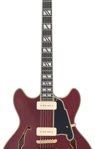 גיטרה חשמלית + ארגז D’Angelico Deluxe DC Satin Trans Wine (Stopbar Tailpiece)
