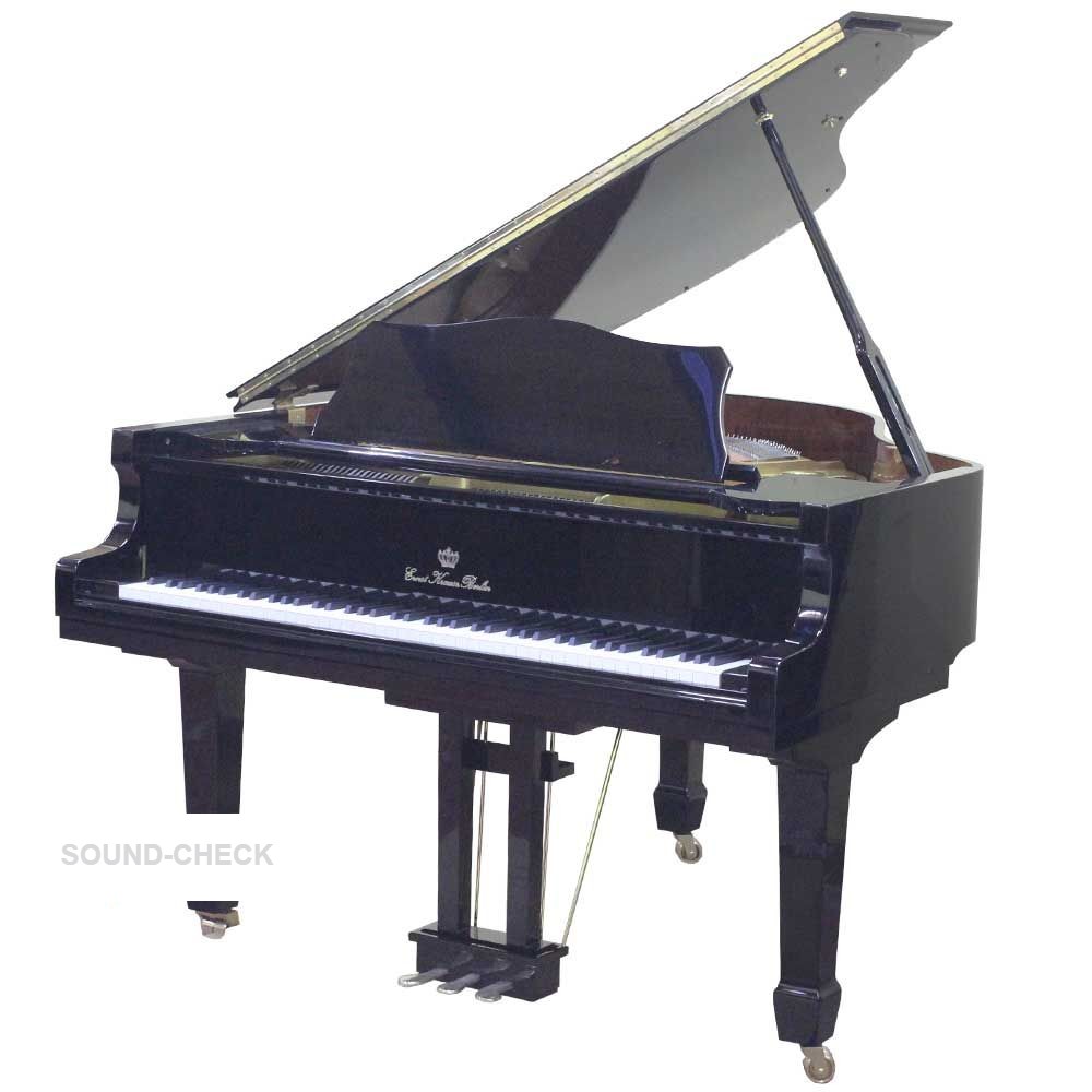 פסנתר Krause Berlin KRAUSE KC160-EP – פסנתר כנף 2 פסנתר כנף שחור עם מכסה פתוח - מבט מלא