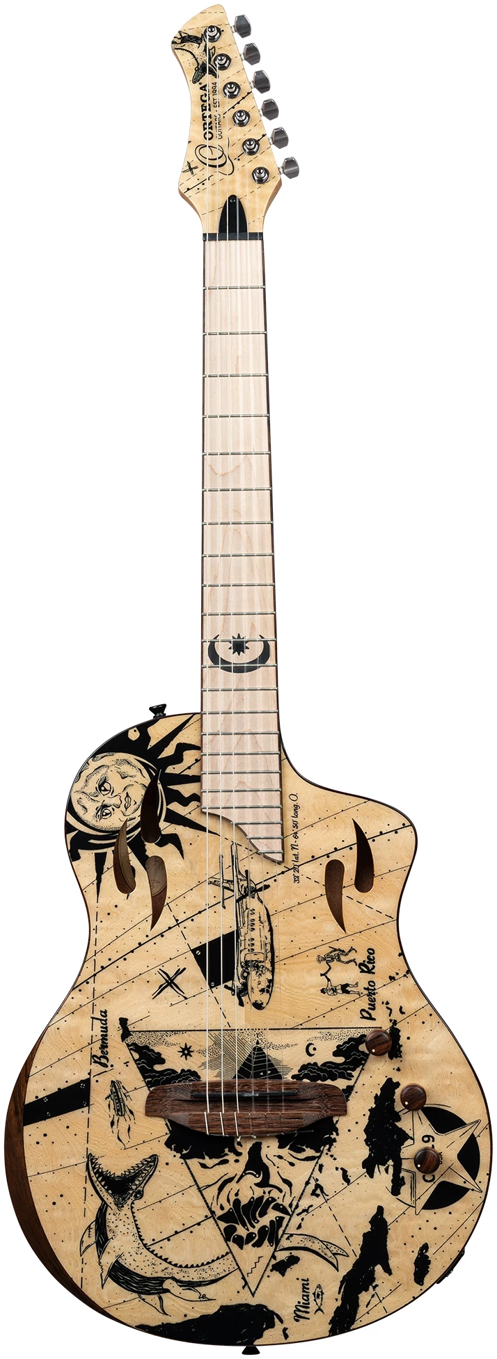 גיטרה קלאסית מוגברת Ortega RTPG-LS2 TourPlayer טופ Solid Spruce Quilted Maple Cutaway 2 גיטרה קלאסית מוגברת Ortega RTPG-LS2 TourPlayer טופ Solid Spruce Quilted Maple Cutaway - תמונה 2