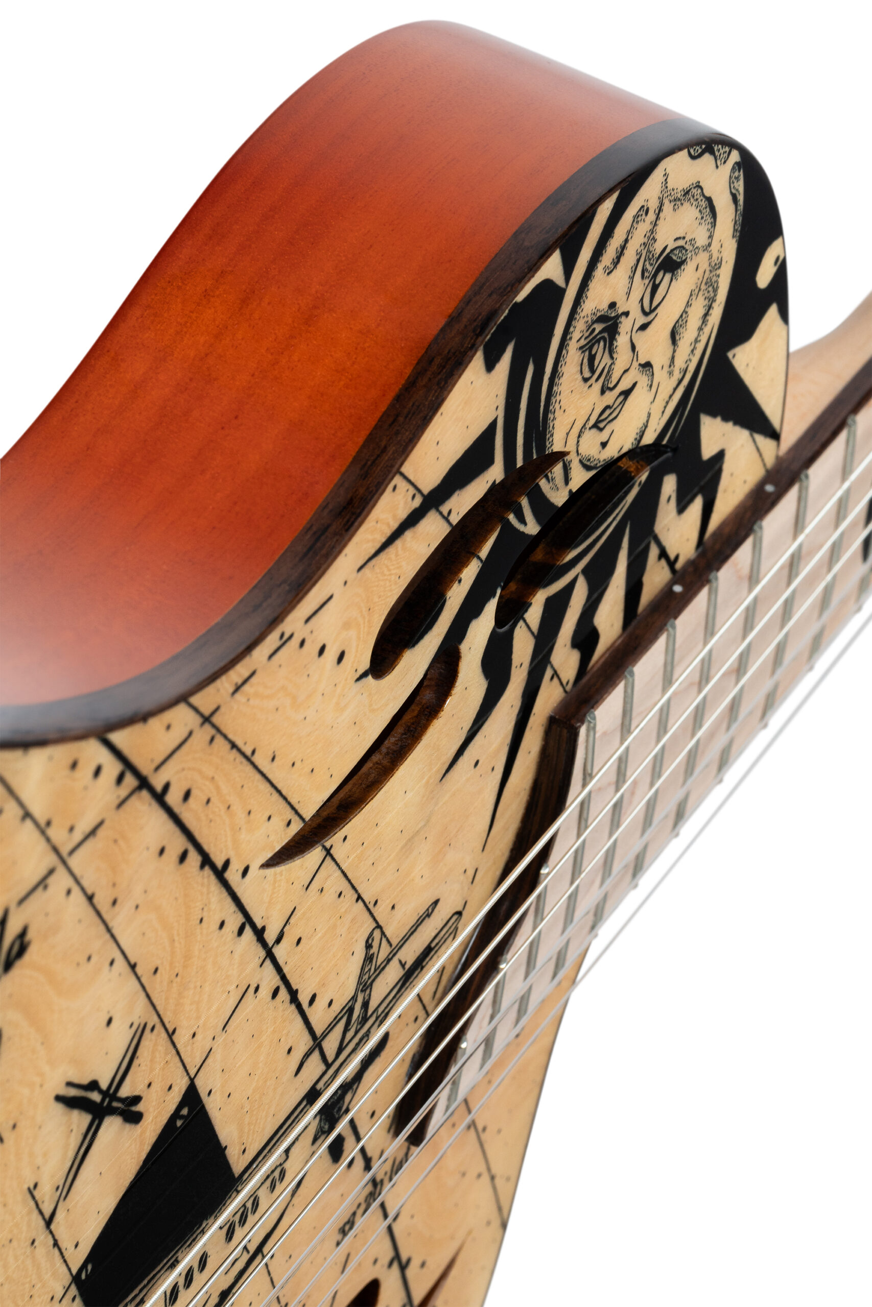 גיטרה קלאסית מוגברת Ortega RTPG-LS2 TourPlayer טופ Solid Spruce Quilted Maple Cutaway 4 גיטרה קלאסית מוגברת Ortega RTPG-LS2 TourPlayer טופ Solid Spruce Quilted Maple Cutaway - תמונה 4