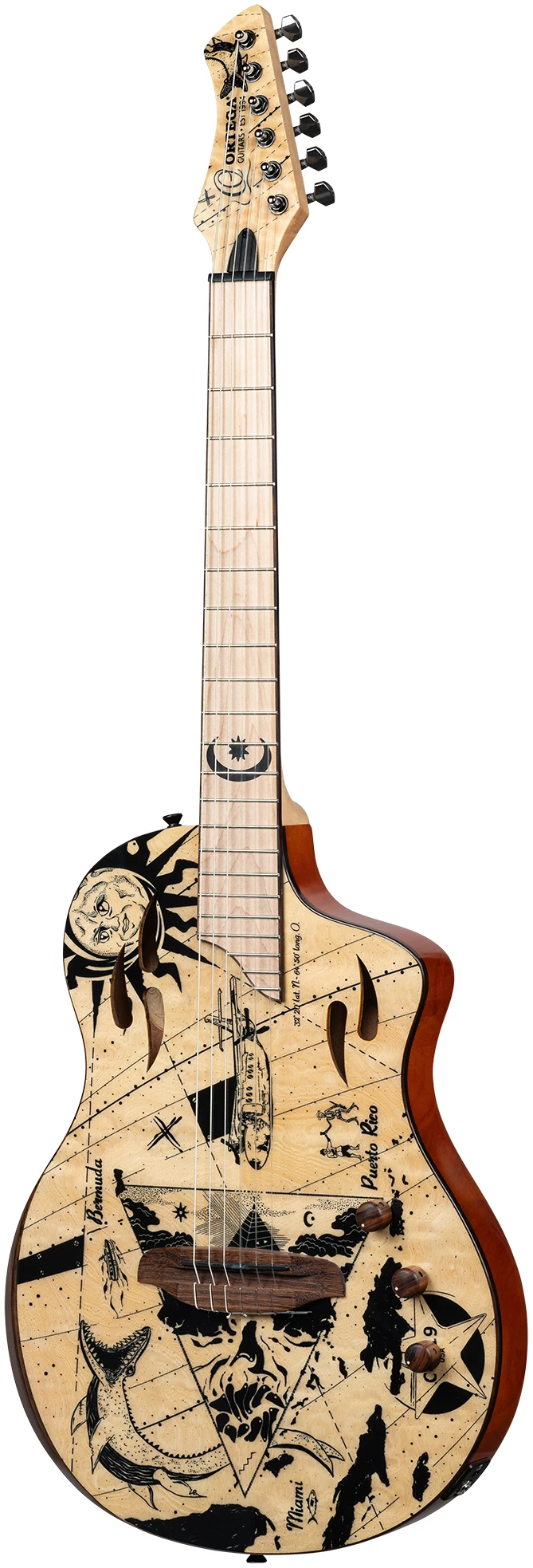 גיטרה קלאסית מוגברת Ortega RTPG-LS2 TourPlayer טופ Solid Spruce Quilted Maple Cutaway 10 גיטרה קלאסית מוגברת Ortega RTPG-LS2 TourPlayer טופ Solid Spruce Quilted Maple Cutaway - תמונה 10