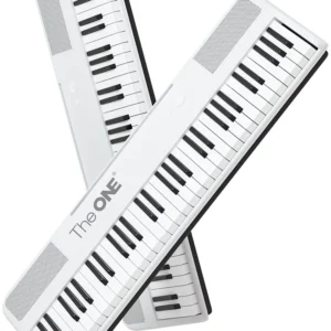 אורגן עם נורות מוארות The One מדגם COLOR לבן – מקלדת קסמים מוארת עם Bluetooth, לימוד מוסיקה חכם וניידות קלה