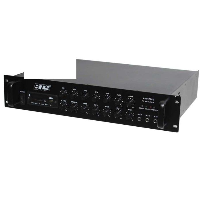 מגבר כריזה 180W בלוטות' AMP2180BT – 5 אזורים 1 מגבר כריזה 180W BTS AMP2180BT עם בלוטות