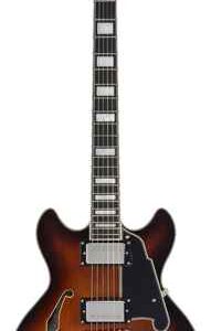 גיטרה חשמלית 1/4 נפח D’Angelico Premier Mini DC Brown Burst + נרתיק
