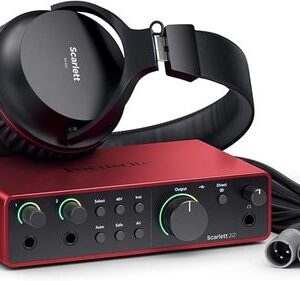 חבילת אולפן Focusrite Scarlett 2i2 Studio 4Gen — כרטיס קול, מיקרופון קונדנסר ואוזניות