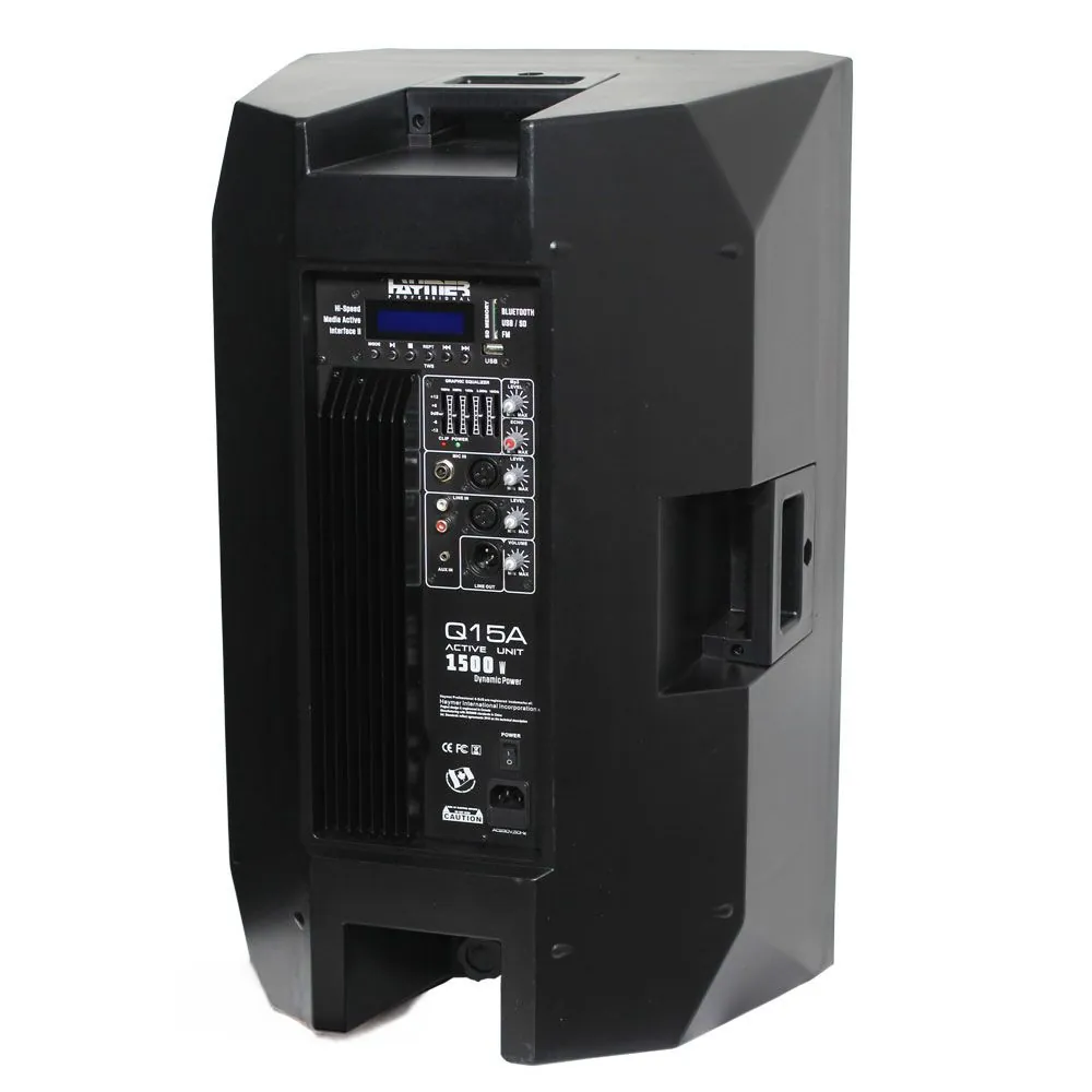 רמקול מוגבר 12" 1500W בלוטות׳ ונגן - Haymer Q12A 2 רמקול מוגבר Haymer Q12A זווית