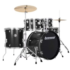 מערכת תופים לדוויג Ludwig Accent 20″ 5 חלקים עם אביזרים ומצילות Black Sparkle