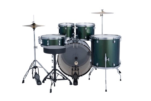 מערכת תופים לדוויג Ludwig Accent 20" 5 חלקים עם אביזרים ומצילות Jade Dust 1 מערכת תופים לדוויג Accent 20 אינץ' 5 חלקים בגימור Jade Dust ירוק ירקן