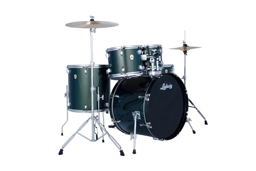 מערכת תופים לדוויג Ludwig Accent 20" 5 חלקים עם אביזרים ומצילות Jade Dust 2 לדוויג Accent LC190C5 סט מלא עם מצילות וחומרה - מבט זווית