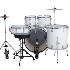 מערכת תופים לדוויג Ludwig Accent 20″ 5 חלקים עם אביזרים ומצילות Snow Dust