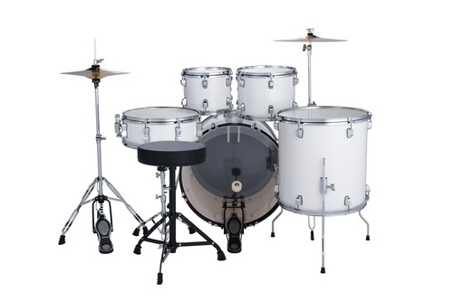 מערכת תופים לדוויג Ludwig Accent 20" 5 חלקים עם אביזרים ומצילות Snow Dust 1 מערכת תופים לדוויג Accent 20 אינץ' 5 חלקים בגימור Snow Dust לבן