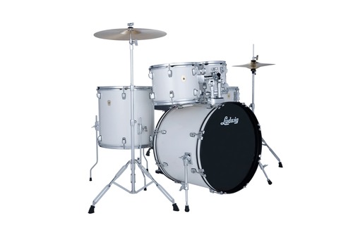 מערכת תופים לדוויג Ludwig Accent 20" 5 חלקים עם אביזרים ומצילות Snow Dust 2 לדוויג Accent LC190C7 סט מלא עם מצילות וחומרה - מבט זווית