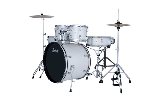 מערכת תופים לדוויג Ludwig Accent 20" 5 חלקים עם אביזרים ומצילות Snow Dust 3 מערכת תופים Ludwig Accent Snow Dust - מבט צד