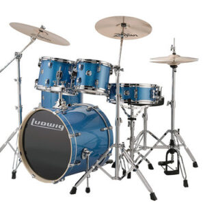 מערכת תופים לדוויג Ludwig Evolution 20″ 5 חלקים עם אביזרים Blue Sparkle